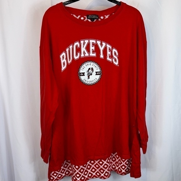 College Football Fan Tunic Top Pullover Long Sleeve Ohio State Buckeye OSU Shirt - Picture 3 of 10